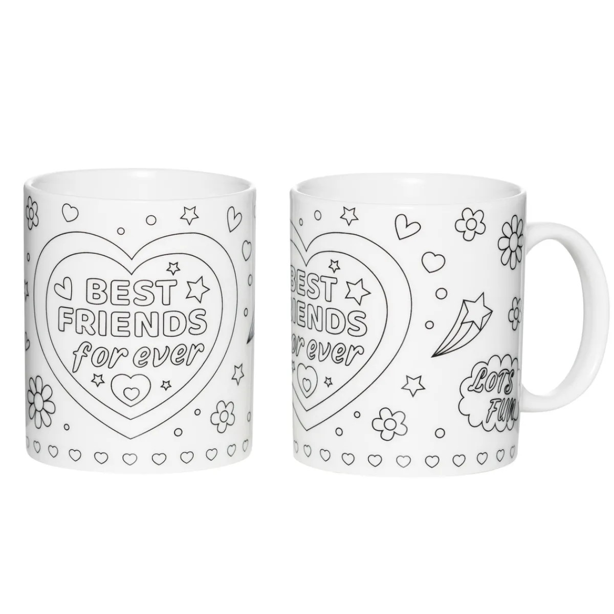 Panduro Hobby Set med 2 st. omålade muggar – BFF = Best friends forever! | Barn Porslinsmålning