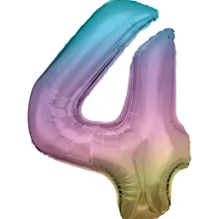 Barn Amscan Sifferballong 86 cm hög rainbow, siffran 4 – pynta födelsedagskalaset!