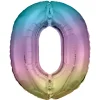 Barn Amscan Sifferballong 86 cm hög rainbow, siffran 0 – pynta födelsedagskalaset!