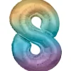 Barn Amscan Sifferballong 86 cm hög rainbow, siffran 8 – pynta födelsedagskalaset!