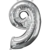 Amscan Sifferballong 9 Silver 66 cm | Barn Ballonger