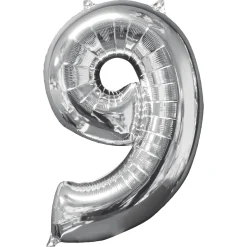 Amscan Sifferballong 9 Silver 66 cm | Barn Ballonger