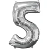 Amscan Sifferballong 5 Silver 66 cm | Barn Ballonger