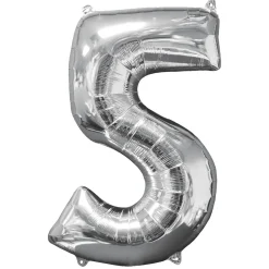 Amscan Sifferballong 5 Silver 66 cm | Barn Ballonger
