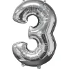 Amscan Sifferballong 3 Silver 66 cm | Barn Ballonger
