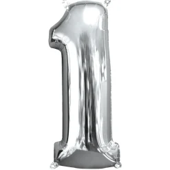 Amscan Sifferballong 1 Silver 66 cm | Barn Ballonger
