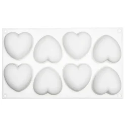 Panduro Hobby Silikonform hjärtan 8 st. Gjutform för livsmedel, betong, resin m.m. 29×16,9×3,5 cm | Silikonform