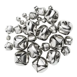 Panduro Hobby 30 silverfärgade bjällror bjällerklockor i mix Ø6, 12 & 20 mm