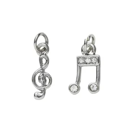 Panduro Jewellery 2 silverfärgade hängen charms G-klav 5×15 mm, not med strass 7,4×14 mm