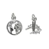 Panduro Jewellery 2 silverfärgade hängen charms jordglob Ø12 mm, flygplan 13×15 mm