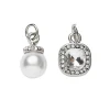 Panduro Jewellery 2 silverfärgade hängen charms strass-sten 8×8 mm, pärla Ø8 mm L.12 mm | Metallhängen