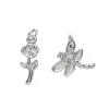 Panduro Jewellery 2 silverfärgade hängen charms trollslända 13,8×14,5 mm, ros 7×18,6 mm | Metallhängen