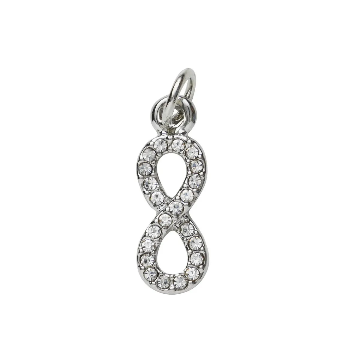 Panduro Jewellery Silverfärgat hänge charm evighetstecken / infinity strass 6×17 mm | Metallhängen