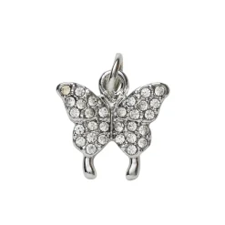 Panduro Jewellery Silverfärgat hänge charm fjäril med strass 14×14 mm | Metallhängen