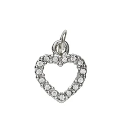 Panduro Jewellery Silverfärgat hänge charm hjärta med strass 10×8 mm