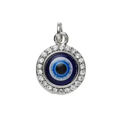 Panduro Jewellery Silverfärgat hänge charm onda ögat med strass & färger Ø13 mm