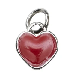 Panduro Jewellery Silverfärgat hänge charm rött hjärta Ø7,5 mm, 3,7 mm djupt | Metallhängen