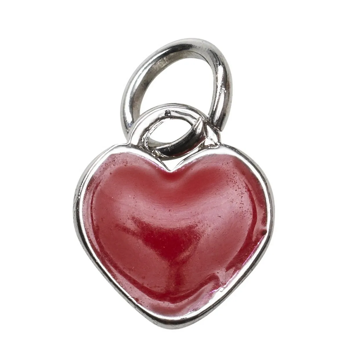 Panduro Jewellery Silverfärgat hänge charm rött hjärta Ø7,5 mm, 3,7 mm djupt | Metallhängen