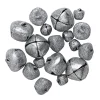 Panduro Hobby 18 silverglittrande bjällror bjällerklockor i mix Ø12, 18 & 25 mm | Bjällror