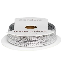 Panduro Hobby Silvrigt glitterband – 3 mm brett och 8 meter långt