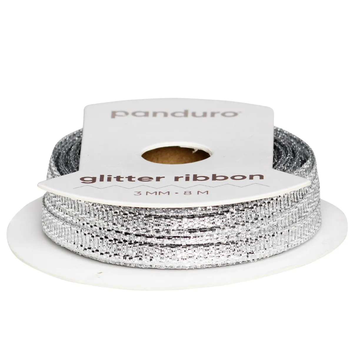 Panduro Hobby Silvrigt glitterband – 3 mm brett och 8 meter långt