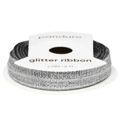 Panduro Hobby Silvrigt glitterband – 6 mm brett och 8 meter långt