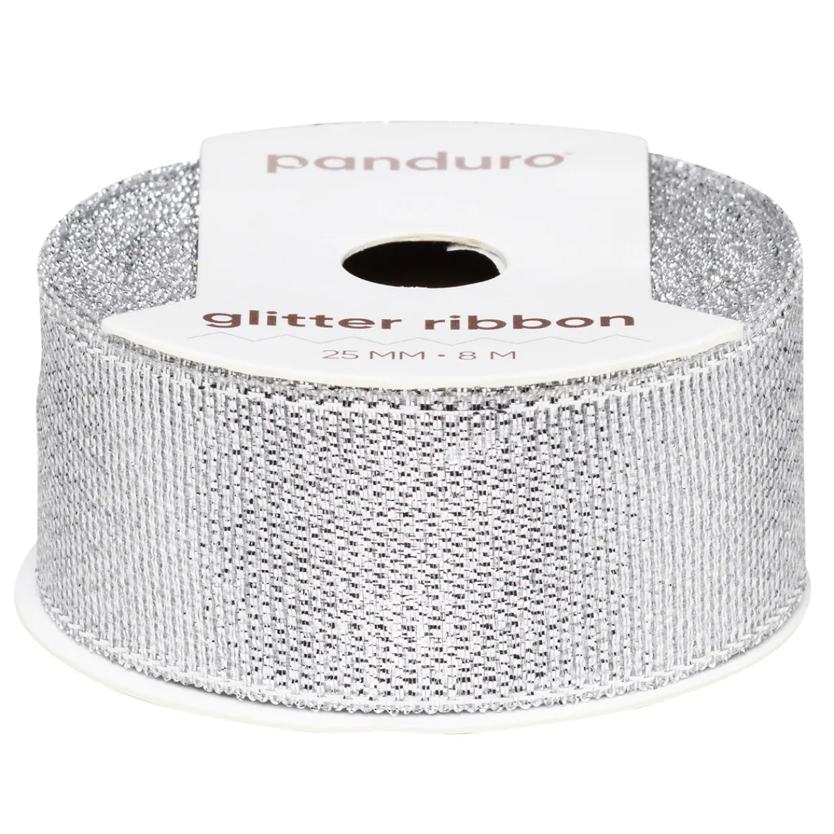 Panduro Hobby Silvrigt glitterband – 25 mm brett och 8 meter långt