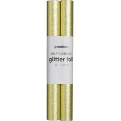 Panduro Hobby Självhäftande glitterpapper guld, 2 rullar à 25×100 cm | Glitterpapper