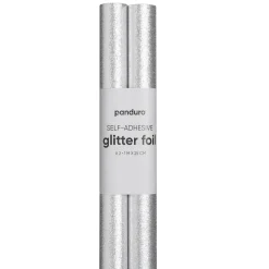 Panduro Hobby Självhäftande glitterpapper silver, 2 rullar à 25×100 cm
