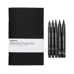Panduro Hobby Skiss-set med allt för att skissa med tusch – 5 tuschpennor & 13×21 cm skissbok, 20 ark