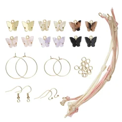 Panduro Jewellery Smyckekit med fjärils-tema – 3 par örhängen, 3 armband & 12 glänsande charms | Grundsatser & Startkit