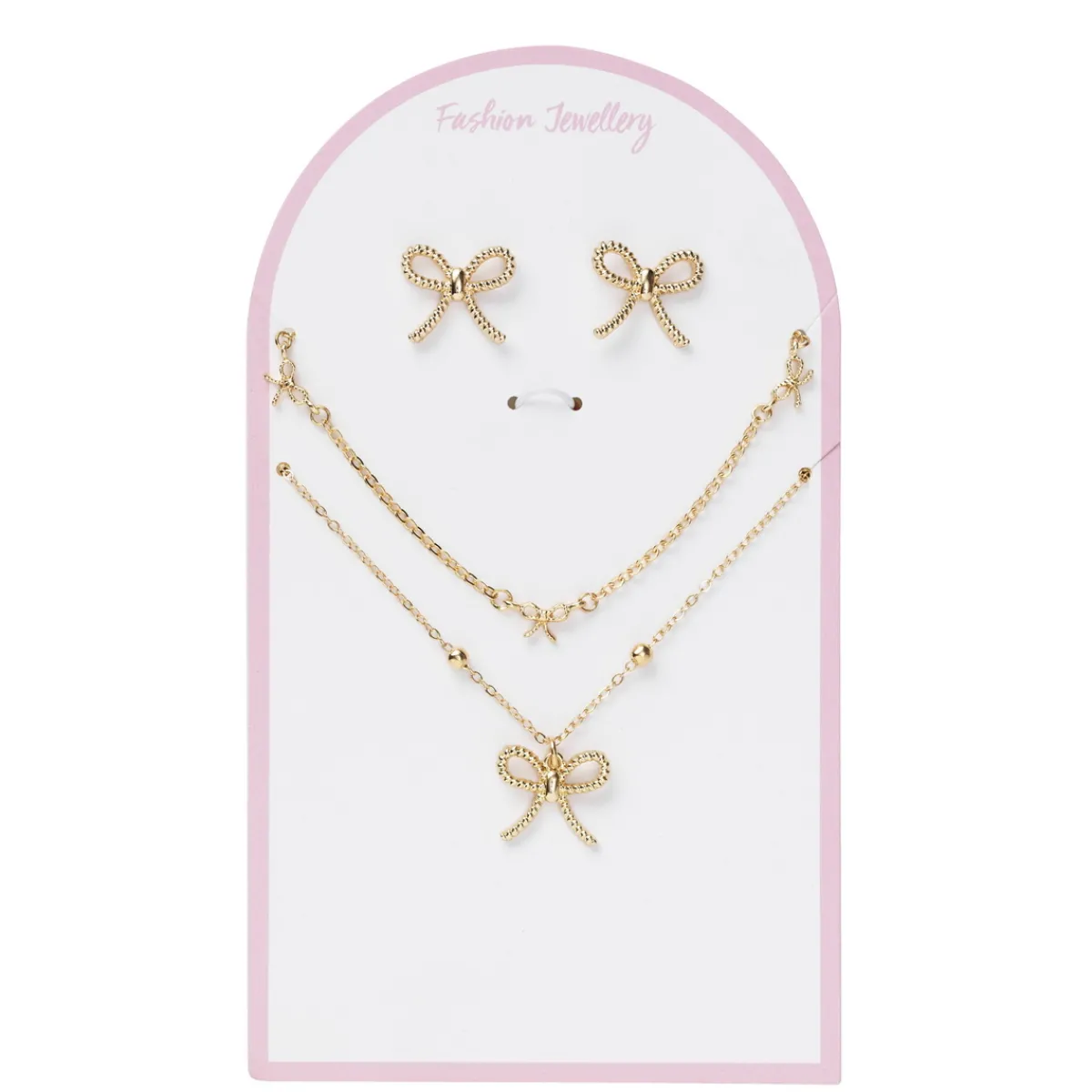 Panduro Jewellery Smyckeset med guldigt rosett-tema, örhängen, armband & halsband | Övriga Tillbehör