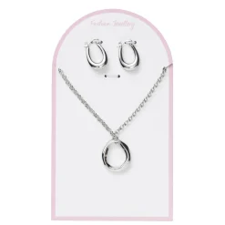 Panduro Jewellery Smyckeset silvrigt ring-tema, örhängen och halsband
