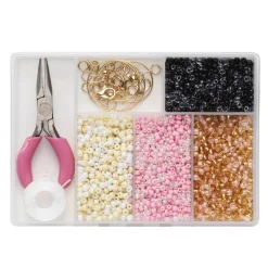 Panduro Jewellery Smyckes-kit med massor av rocaillespärlor samt tråd, lås, stommar och nätt tång | Grundsatser & Startkit