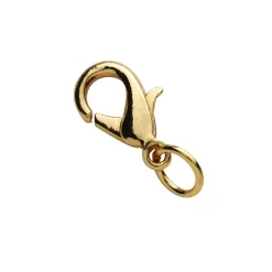 Panduro Jewellery Smyckeslås karbin med ringögla, längd 12 mm – guldfärgad mässing, 30 st. lås med ringöglor | Lås