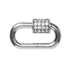 Panduro Jewellery Smyckeslås med skruvlås gnistrande strassstenar silverfärgad 17x9 mm