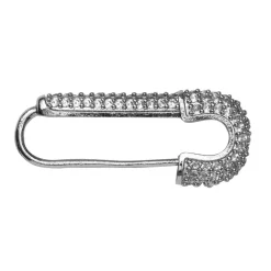 Panduro Jewellery Smyckeslås säkerhetsnål med gnistrande stenar silverfärgad 26x10 mm | Lås