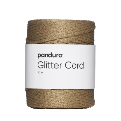 Panduro Hobby Snöre med glitter, 70 m beige med guldglitter. Ø3 mm | Snören & Snoddar