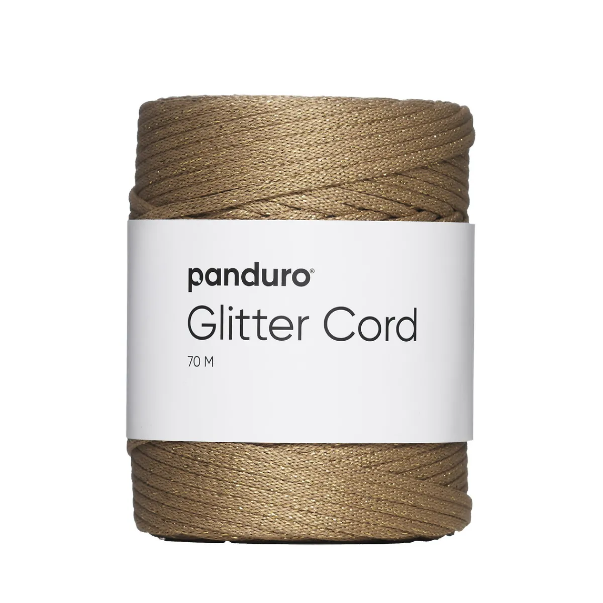 Panduro Hobby Snöre med glitter, 70 m beige med guldglitter. Ø3 mm | Snören & Snoddar