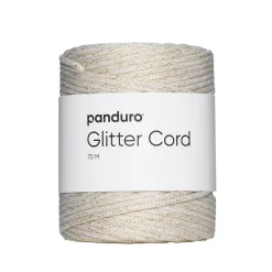 Panduro Hobby Snöre med glitter, 70 m creme med guldglitter. Ø3 mm | Snören & Snoddar