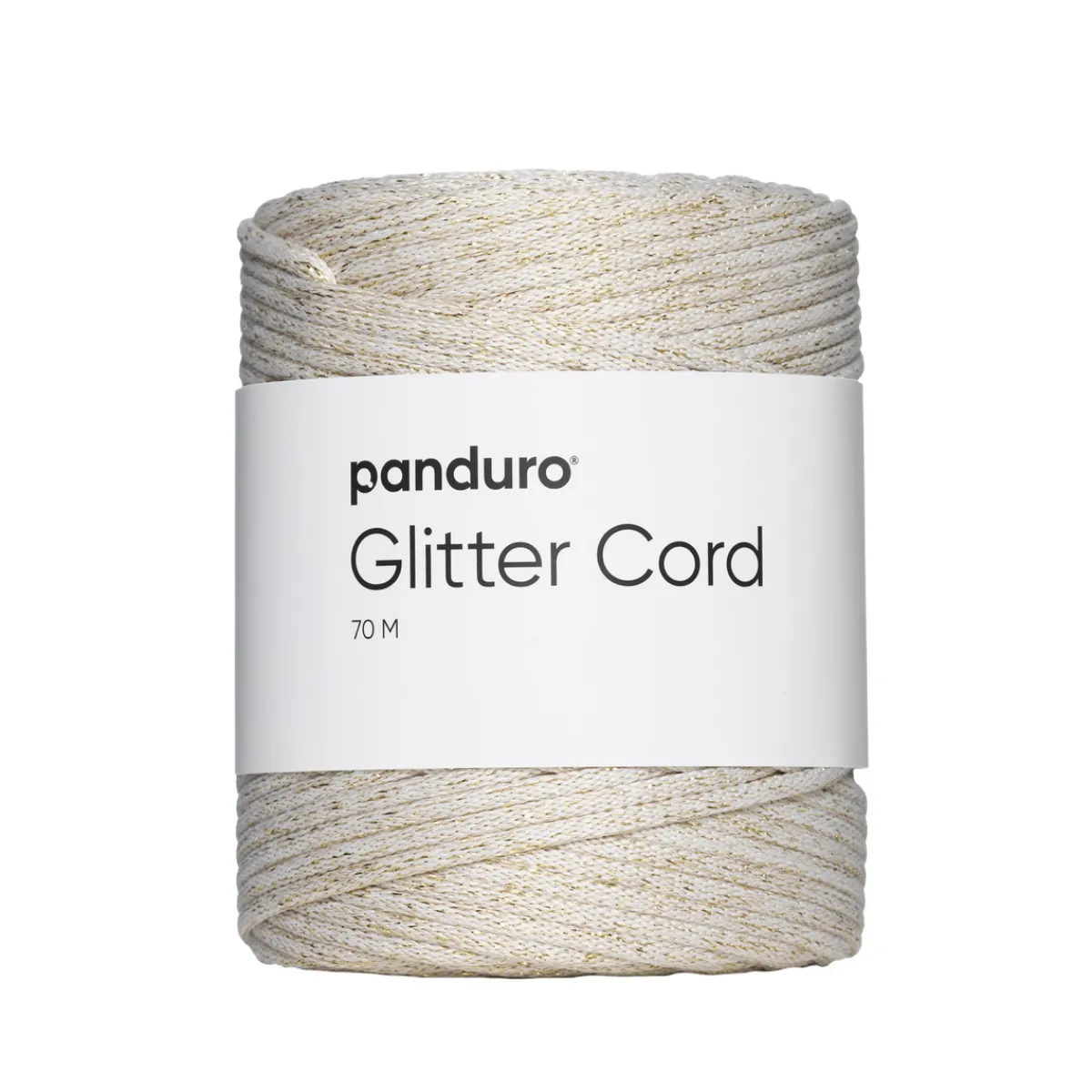 Panduro Hobby Snöre med glitter, 70 m creme med guldglitter. Ø3 mm | Snören & Snoddar