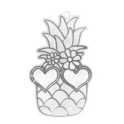 Panduro Hobby Solfångare ananas med hjärtan 6,4×10,4 cm | Barn Fönsterfärg