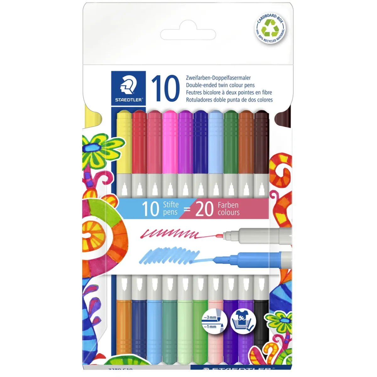 Staedtler Duo Tuschpennor 10p – 2 färger i samma penna | Barn Barnpennor