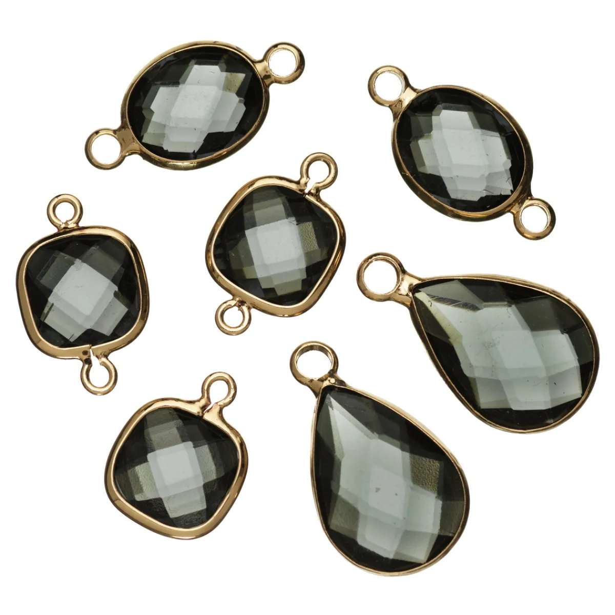 Panduro Jewellery 7 st. hängen med facetterat glas – svart | Glashängen