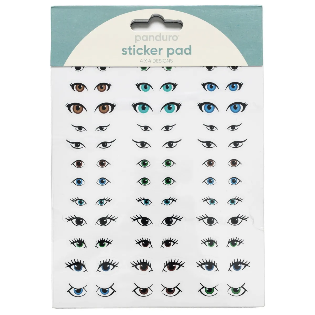 Panduro Hobby Stickersblock 16 ark Eyes – massor av vackra ögon, roliga ögon och ögonfransar. 4×4 designer | Pappersstickers