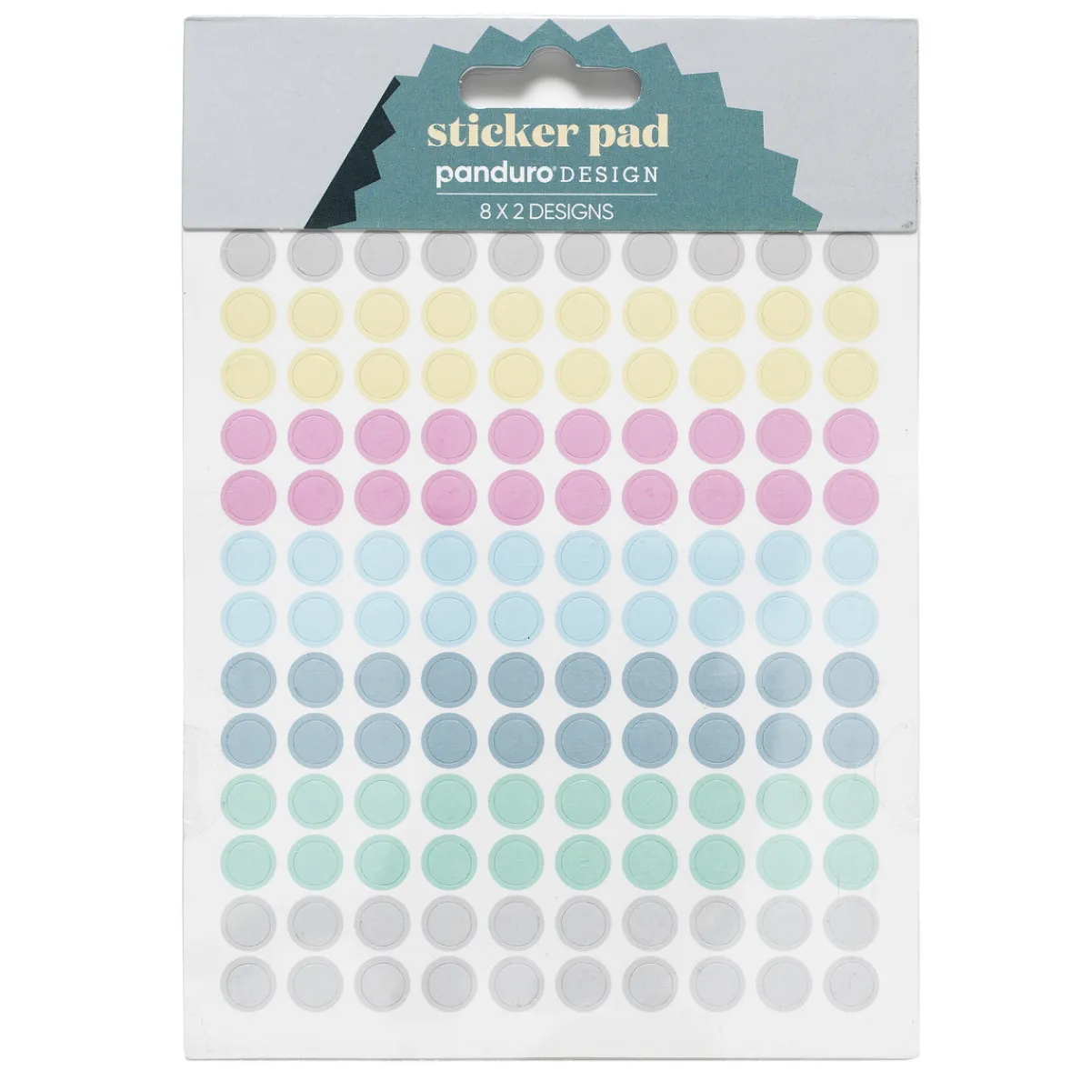 Panduro Design Stickersblock 16 ark Pastel Dots – massor av pastellprickar. 8×2 designer . | Pappersstickers