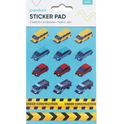 Barn Panduro Hobby Stickersblock Fordon – 2×10 designer, totalt 20 ark klistermärken med bilar & flygplan! 10×18 cm