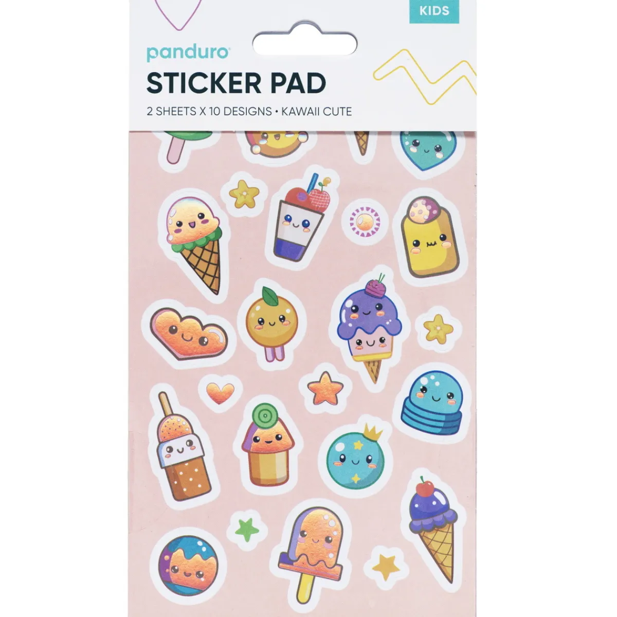 Barn Panduro Hobby Stickersblock Kawaii – 2×10 designer, totalt 20 ark med supersöta kawaii klistermärken! 10×18 cm