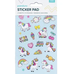 Panduro Hobby Stickersblock Unicorn – 2×10 designer, totalt 20 ark klistermärken med enhörningar! 10×18 cm | Barn Barnstickers