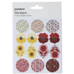 Panduro Design Stickers, blommor & blommönster, 3 ark med totalt 42 klistermärken